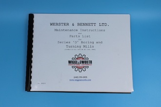 WEBSTER & BENNETT D Manual MACHINE PARTS | TR Wigglesworth Machinery Co. (2)